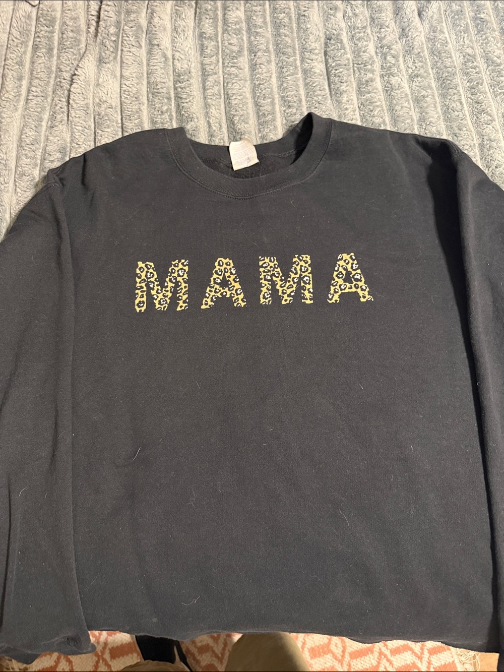 Port and Company Black Sweatshirt with Leopard 'MAMA' Print